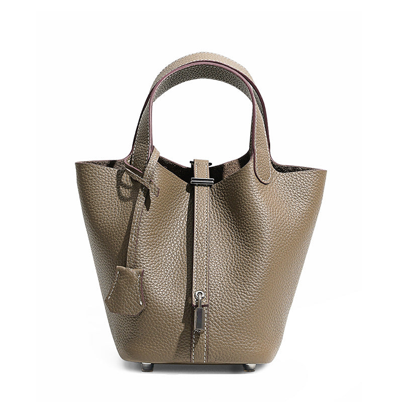 Head layer cowhide bucket bag women's leather high-end handbag