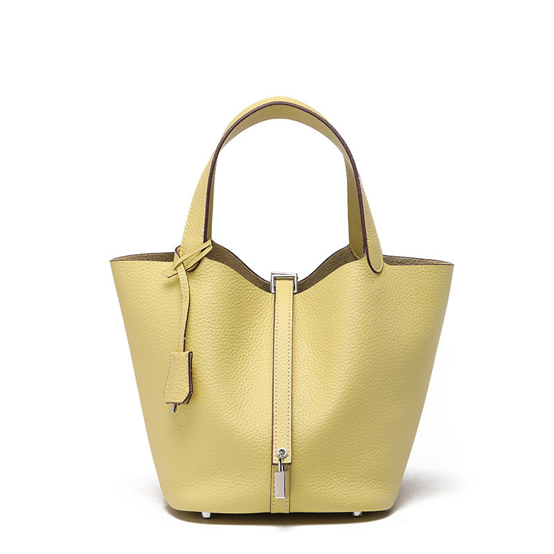 Head layer cowhide bucket bag women's leather high-end handbag
