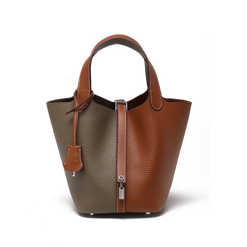 Head layer cowhide bucket bag women's leather high-end handbag