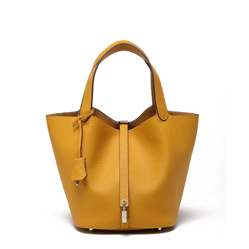 Head layer cowhide bucket bag women's leather high-end handbag